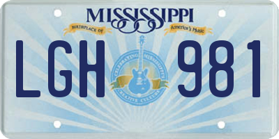 MS license plate LGH981