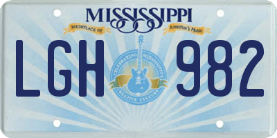 MS license plate LGH982
