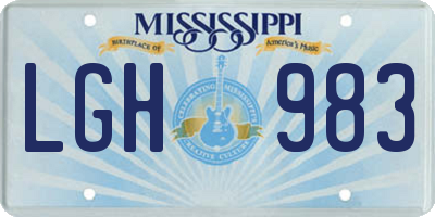 MS license plate LGH983