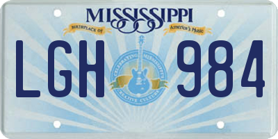 MS license plate LGH984
