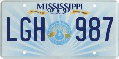 MS license plate LGH987