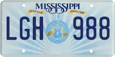 MS license plate LGH988