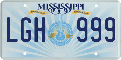 MS license plate LGH999