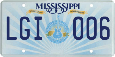 MS license plate LGI006