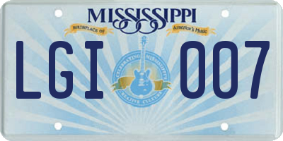 MS license plate LGI007