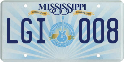 MS license plate LGI008