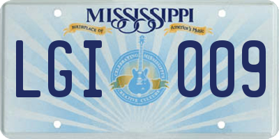 MS license plate LGI009