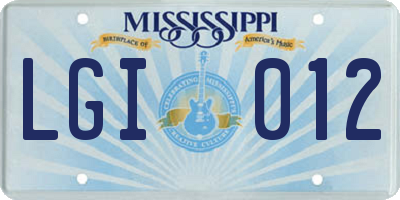 MS license plate LGI012