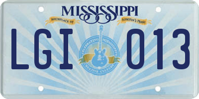 MS license plate LGI013