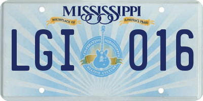 MS license plate LGI016