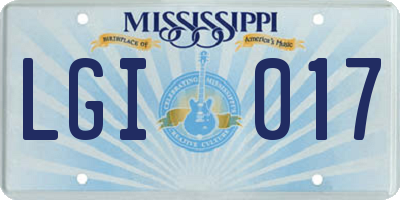 MS license plate LGI017