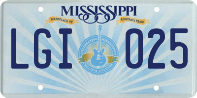MS license plate LGI025