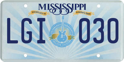 MS license plate LGI030