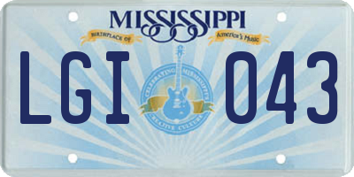 MS license plate LGI043
