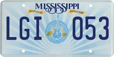MS license plate LGI053