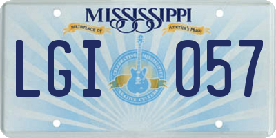 MS license plate LGI057