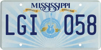 MS license plate LGI058