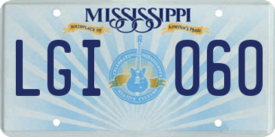 MS license plate LGI060