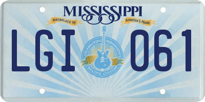 MS license plate LGI061