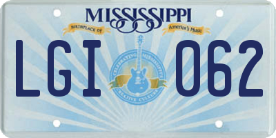 MS license plate LGI062