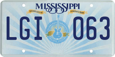 MS license plate LGI063
