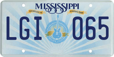MS license plate LGI065