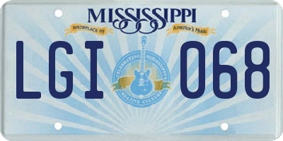 MS license plate LGI068
