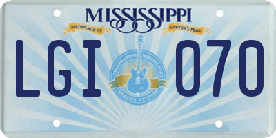 MS license plate LGI070
