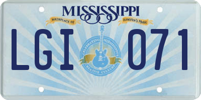 MS license plate LGI071