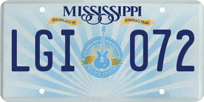 MS license plate LGI072