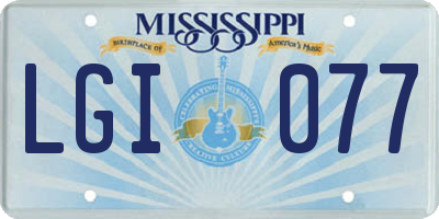 MS license plate LGI077