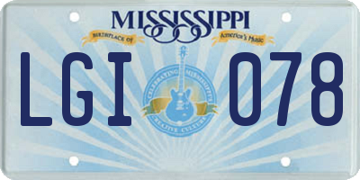 MS license plate LGI078