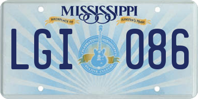 MS license plate LGI086