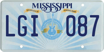 MS license plate LGI087
