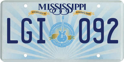 MS license plate LGI092