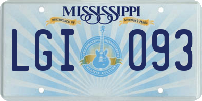 MS license plate LGI093