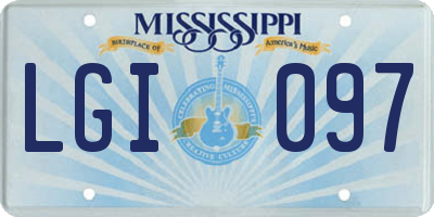MS license plate LGI097