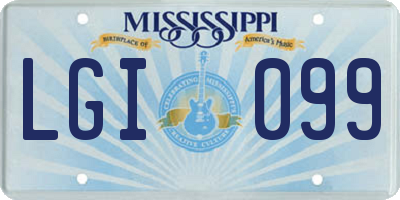 MS license plate LGI099