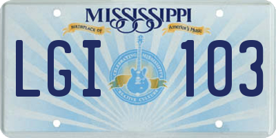 MS license plate LGI103