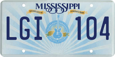 MS license plate LGI104