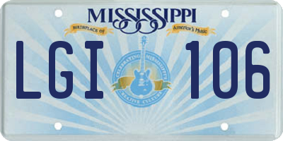 MS license plate LGI106