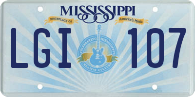 MS license plate LGI107