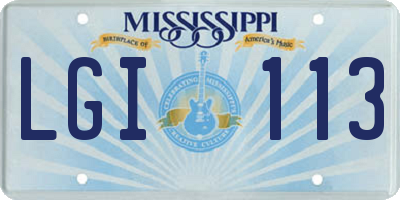 MS license plate LGI113