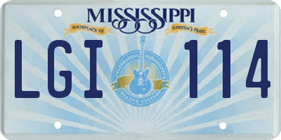 MS license plate LGI114