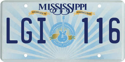 MS license plate LGI116
