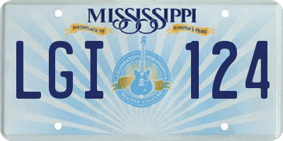 MS license plate LGI124