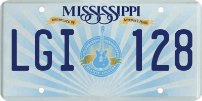 MS license plate LGI128