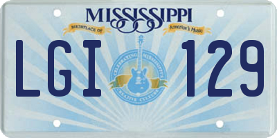 MS license plate LGI129