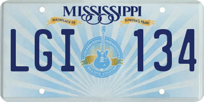 MS license plate LGI134