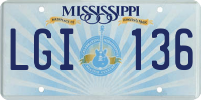 MS license plate LGI136
